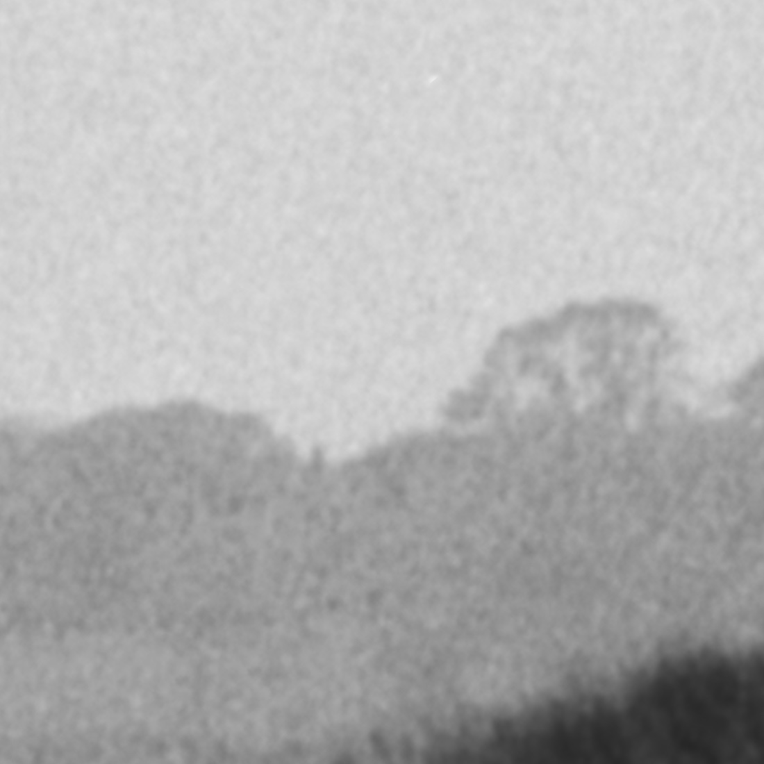 Film grain at the far shore — detail at one to one